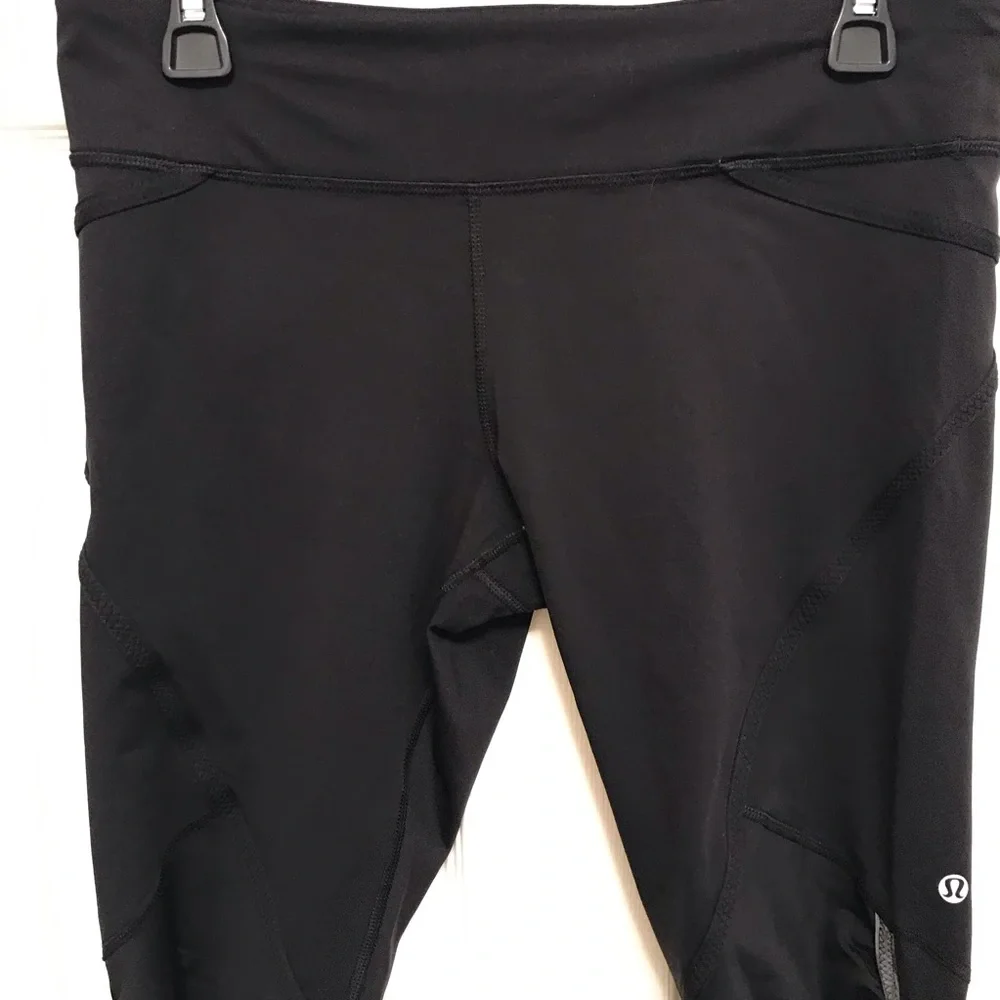 Lululemon Run For Your Life Crop Ruched Knee Leggings Black